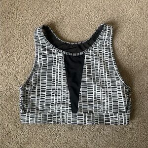 Victoria's Secret Black & White High Neck Mesh Inset Sports Bra
